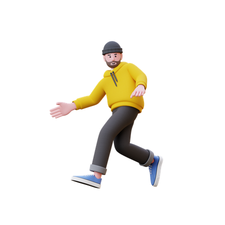 Sudaderas Hombre Corriendo Con La Mano Abierta  3D Illustration