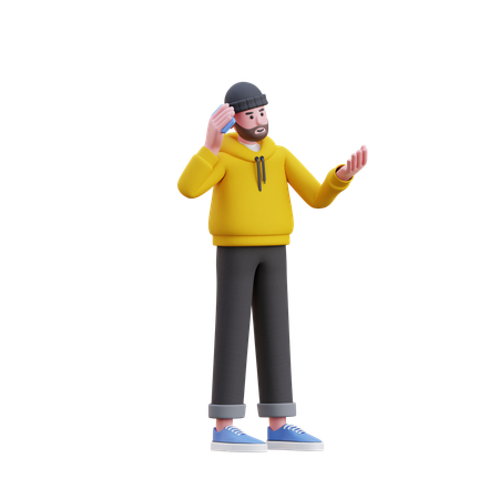 Sudaderas Hombre Hablando Con Teléfono  3D Illustration