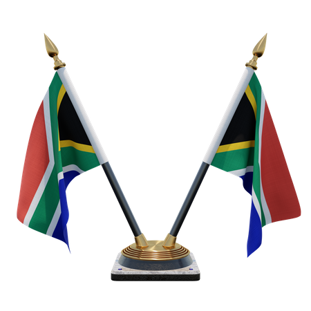 Südafrika Doppelter (V) Tischflaggenständer  3D Icon