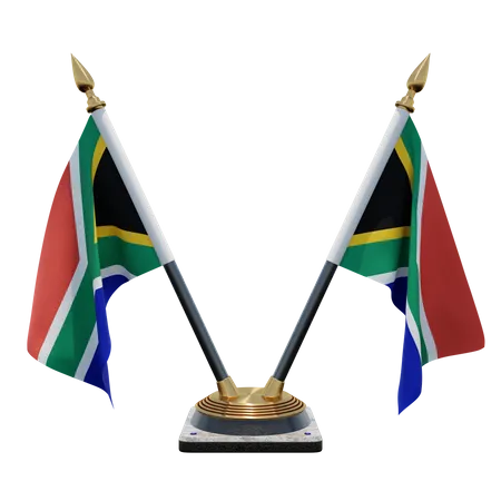 Südafrika Doppelter (V) Tischflaggenständer  3D Icon