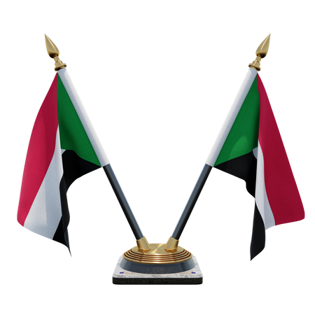 Sudan Doppelter (V) Tischflaggenständer  3D Icon