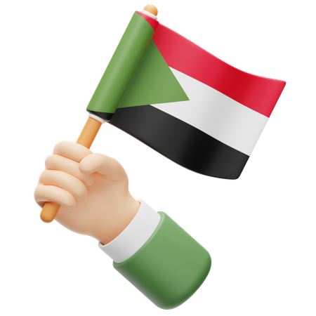 Sudan flag in hand  3D Icon