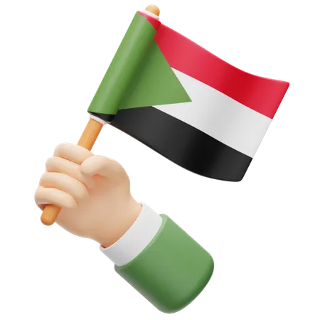 Sudan flag in hand  3D Icon