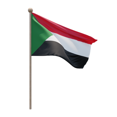 Sudan Flag Pole  3D Flag