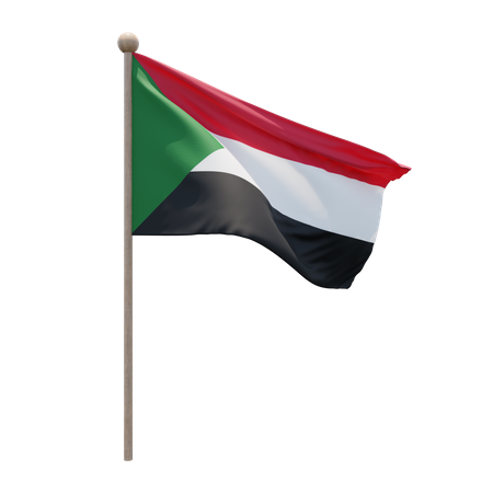 Sudan Flag Pole  3D Illustration