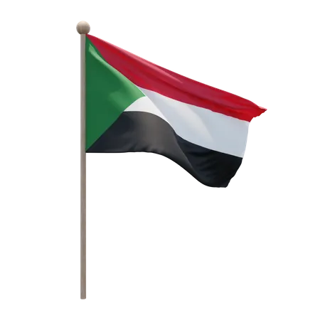Sudan Flag Pole  3D Flag
