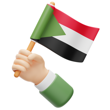 Sudan-Flagge in der Hand  3D Icon