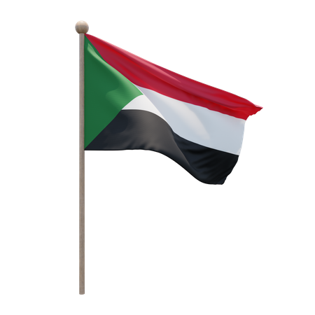 Sudan Flagpole  3D Flag