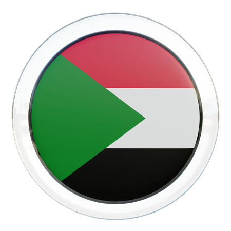 Sudan Round Flag 3D Icon