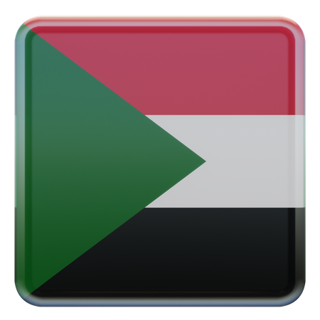 Sudan Square Flag  3D Icon