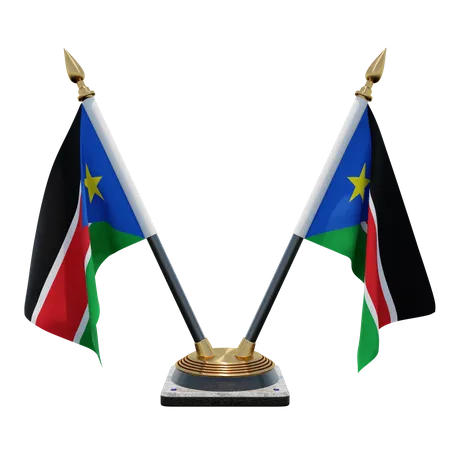 Suporte de bandeira de mesa dupla (V) do Sudão do Sul  3D Icon