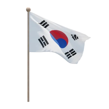 Südkoreanischer Fahnenmast  3D Flag