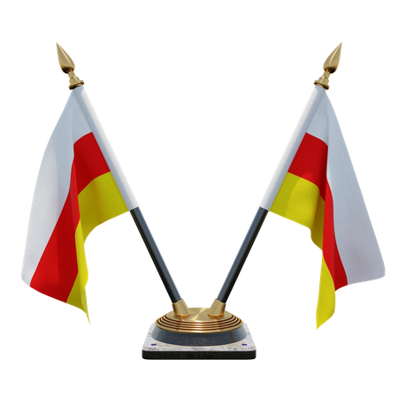 Südossetien Doppel-Tischflaggenständer  3D Flag