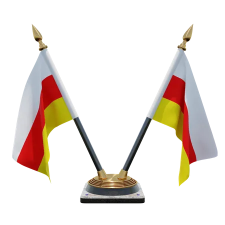 Südossetien Doppel-Tischflaggenständer  3D Flag