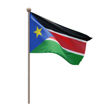 Südsudan Fahnenmast  3D Flag