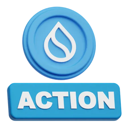 SUI Coin  action  3D Icon