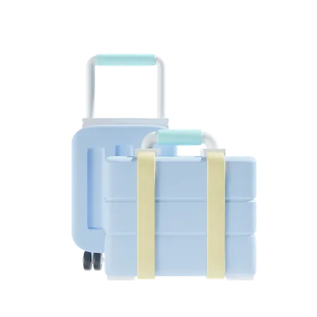 Double Suitcase Style 3 D Illustration 3D Icon