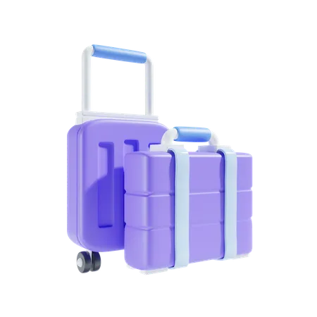 Double Suitcase Style 3 D Illustration 3D Icon