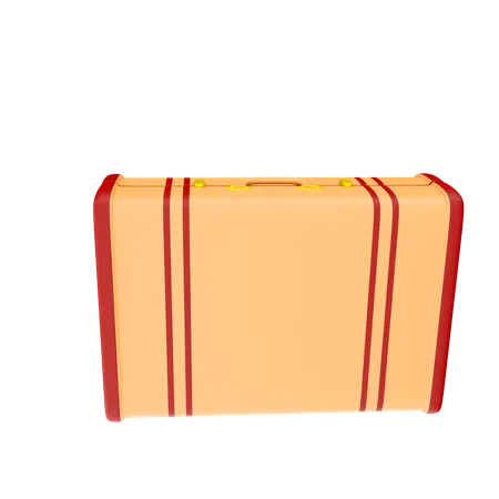 3 D Rendering Old Travel Bag Icon 3 D Render Bright Color Bag With Red Stripes Icon Bag 3D Icon