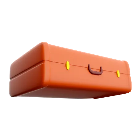 3 D Rendering Large Flat Suitcase Icon 3 D Render Full Brown Suitcase Without Wheels Icon Suitcase 3D Icon