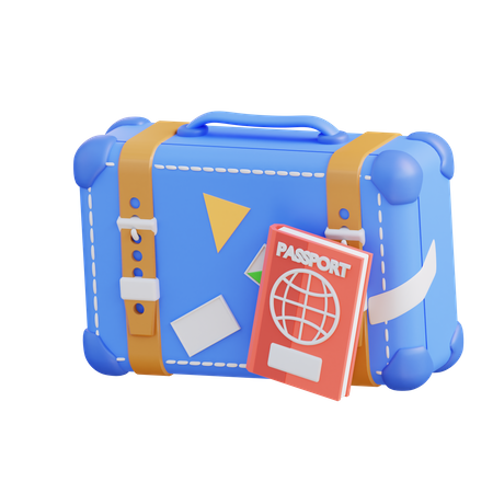 Suitcase And Passport  3D Icon
