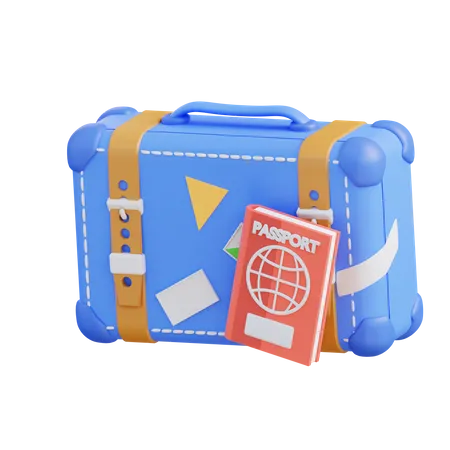 3 D Illustration Of Clothes Suitcase And Passport 3D Icon