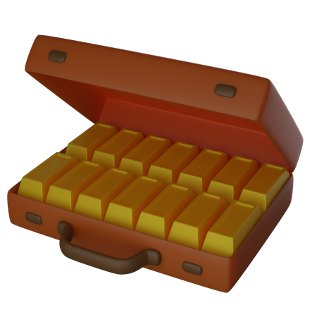 Suitcase full of gold bars  3D Illustration