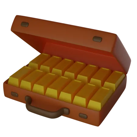 Suitcase full of gold bars  3D Illustration