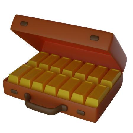 Suitcase full of gold bars 3D Illustration
