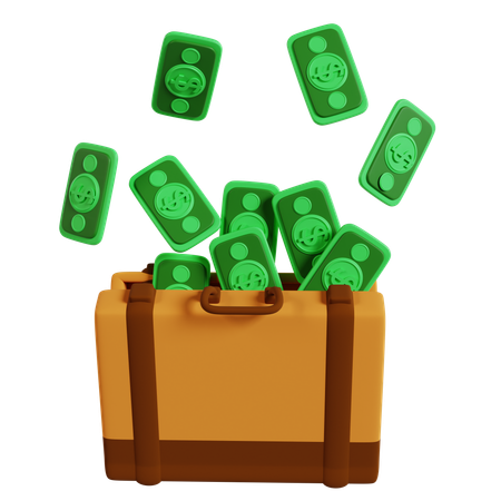 Suitcase Overflowing with Prosperity  3D Icon