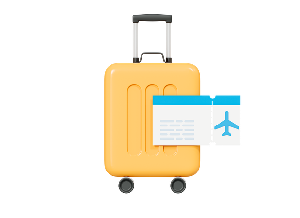 Suitcase With Boarding Pass  3D Icon