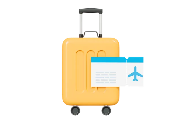 Suitcase With Boarding Pass  3D Icon