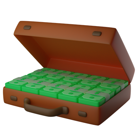 Suitcase With Cash  3D Illustration