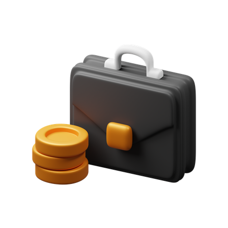 Suitcase with coins  3D Icon
