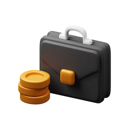 Suitcase with coins  3D Icon