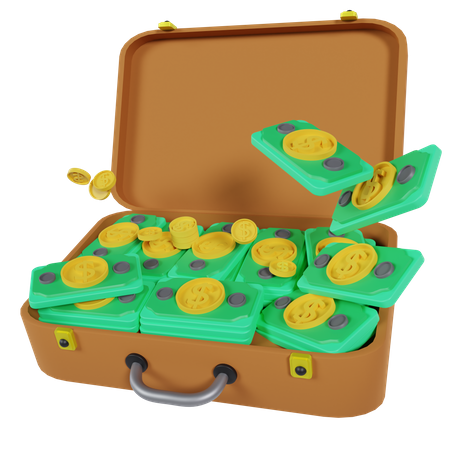 Suitcase With Money  3D Icon