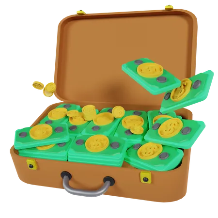 Suitcase With Money  3D Icon