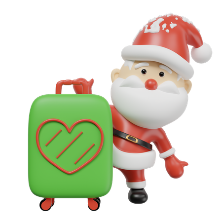 Suitcase With Santa Claus  3D Illustration