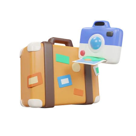 Suitecase And Camera Travel 3 D Icon Illustration 3D Icon