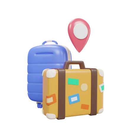 Suitecase And Location Pin  3D Icon