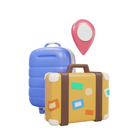 Suitecase And Location Pin Travel 3 D Icon Illustration 3D Icon