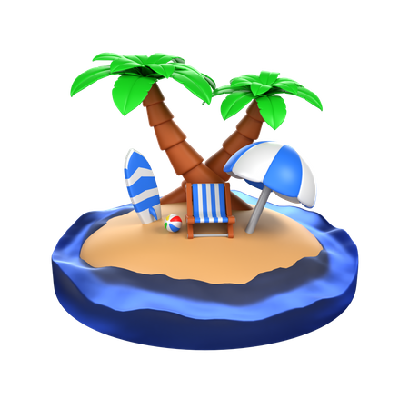 Summer Beach  3D Icon