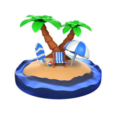 Summer Beach  3D Icon