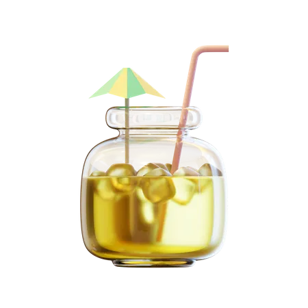 Summer Beverage In Jar  3D Illustration