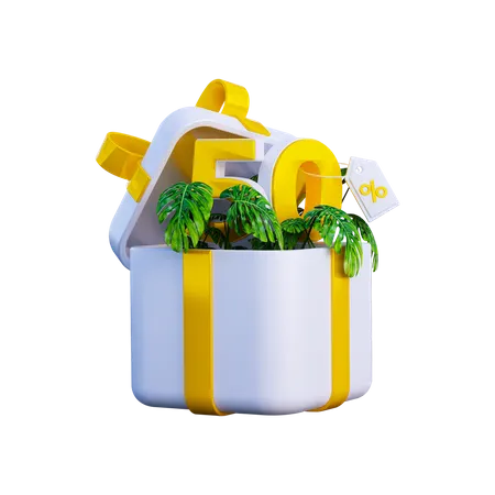 Summer Gift Box 3D Illustration