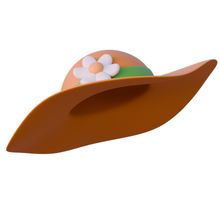 Summer Hat With Ribbon And Flower  3D Icon