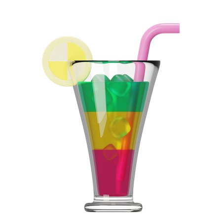 Summer Highball Cocktail 3D Illustration
