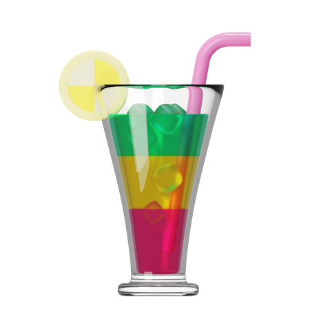 Summer Highball Cocktail  3D Illustration