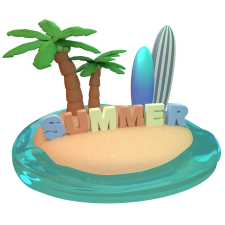 Summer Island  3D Icon