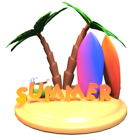 Summer Island  3D Icon